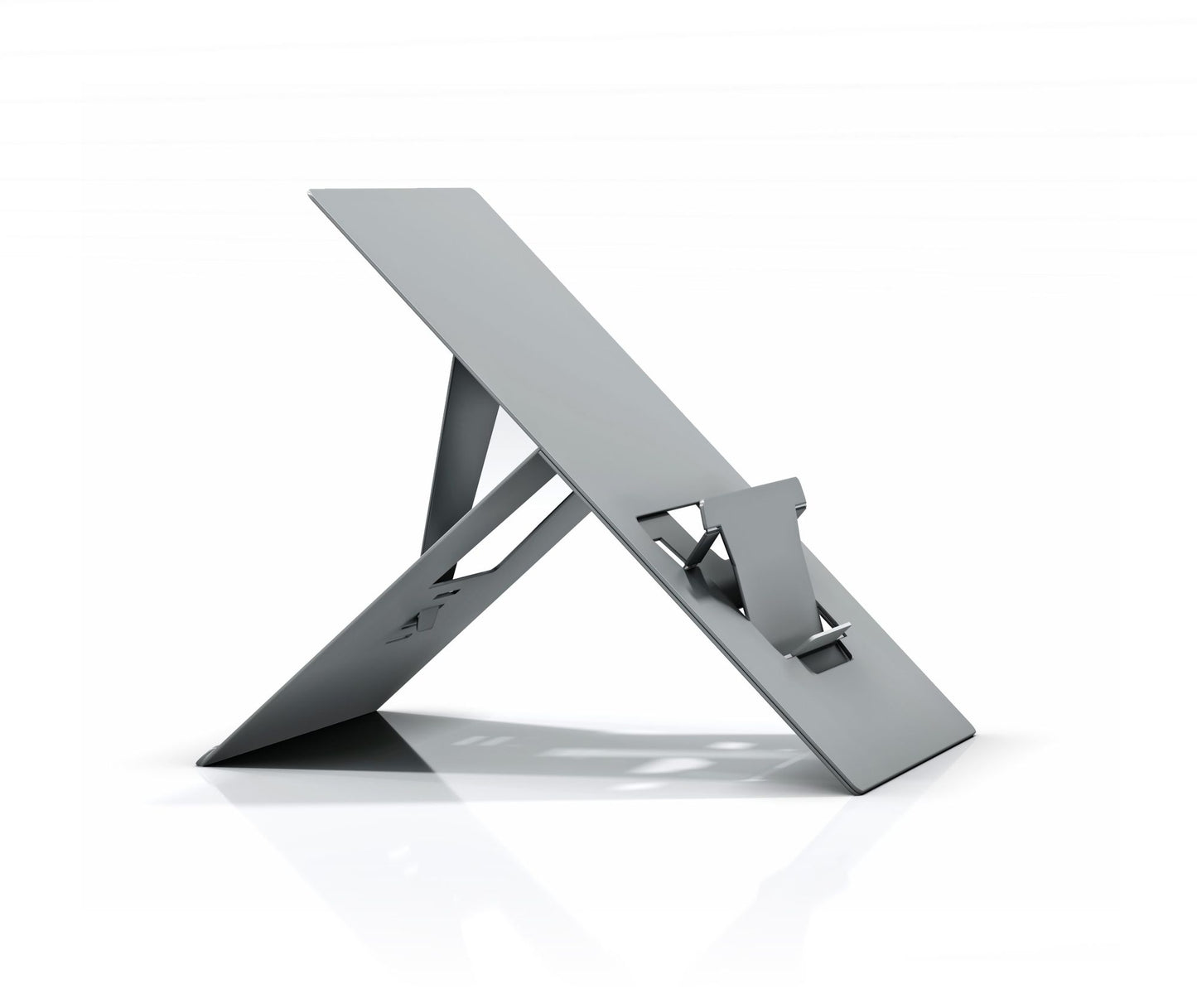 Oryx evo H - Specialised Ergonomic Laptop Stand with Document Holder for Small Laptops - Natural Aluminium