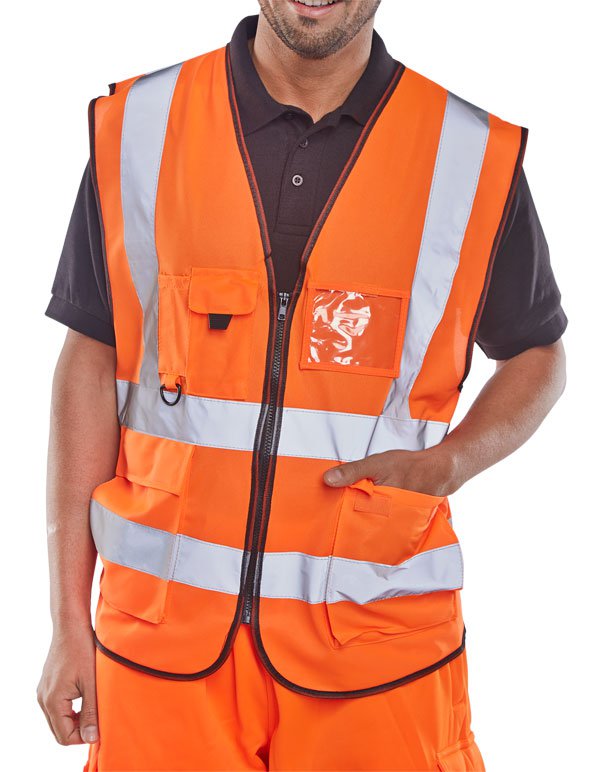 Beeswift Executive Hi Viz Waistcoat Orange 3XL