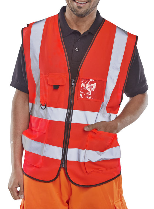 Beeswift Executive Hi Viz Waistcoat Red L