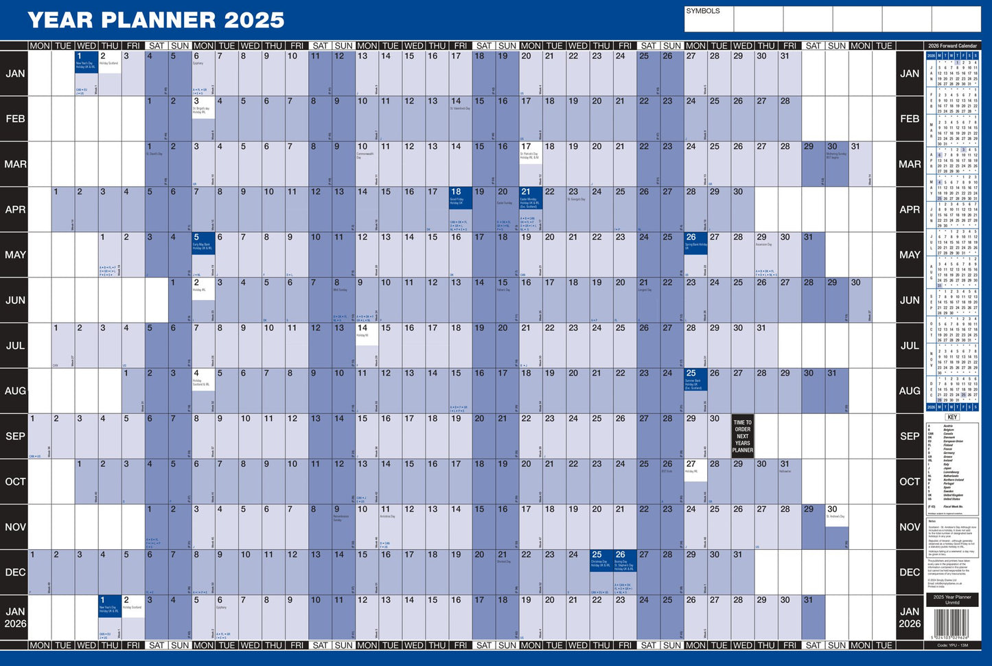 2025 Unmounted Year Planner with Pens and Stickers - Pack of 50